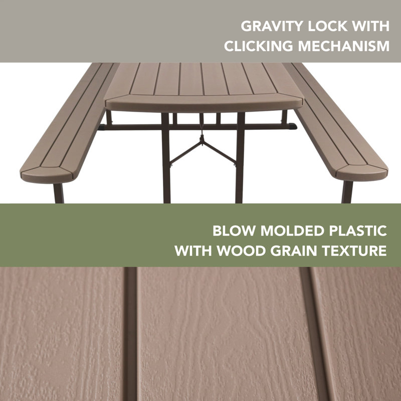 Heavy-Duty Folding Picnic Table , Brown