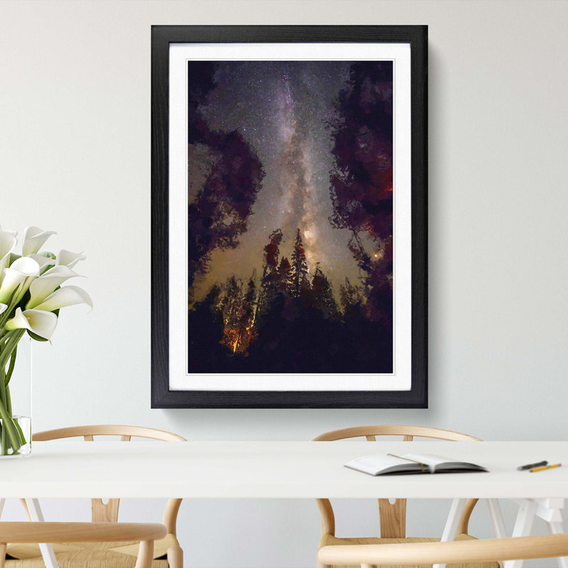 Stars Above the Trees - Picture Frame Graphic Art Print, 36cm H x 27cm W x 2cm D, Black Framed