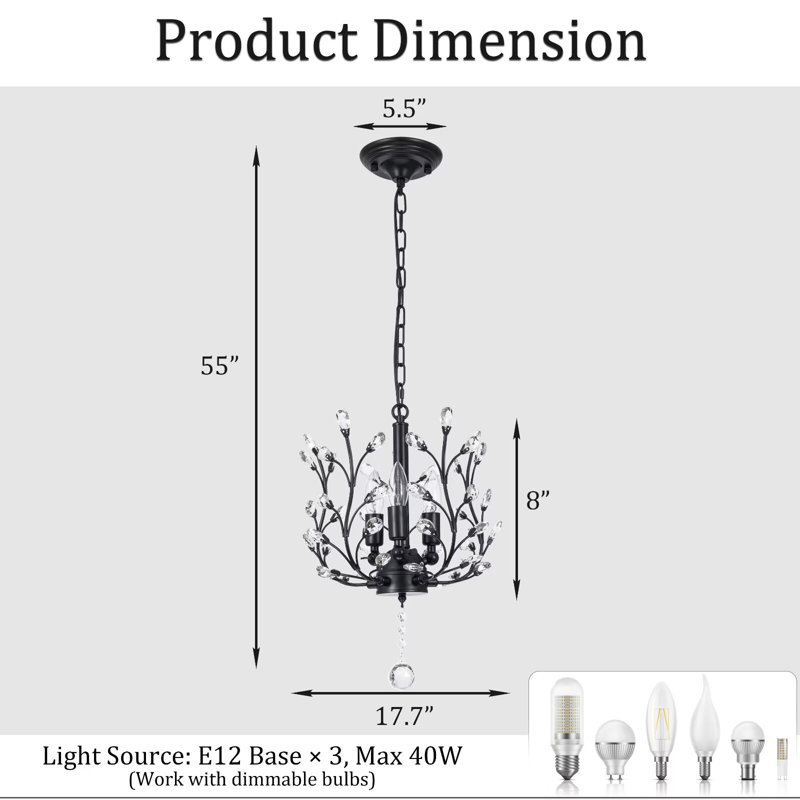 Juleimy 3 - Light Sputnik Crystal Chandelier Dimmable