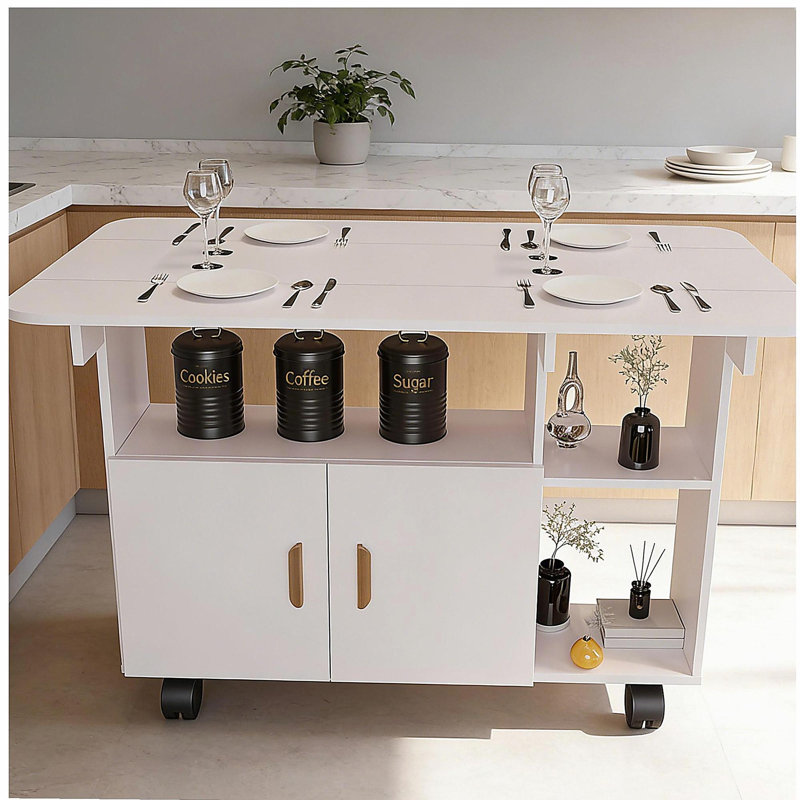 Table de salle à manger moderne pliante mobile pour petits espaces, table de salle à manger rectangulaire à abattants avec roulettes