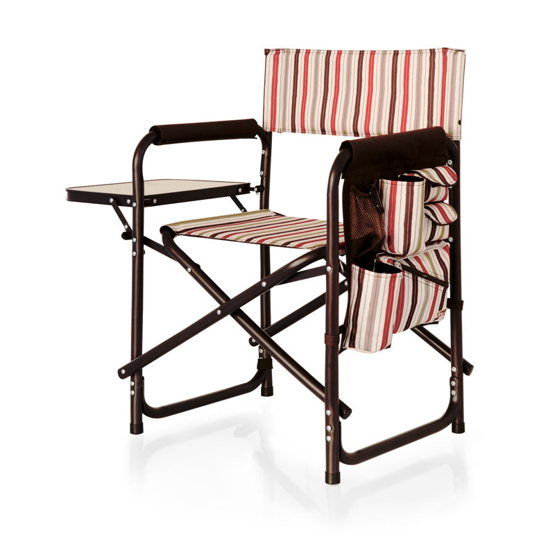Sports Outdoor Portable Camp Chair with Side Table, Moka