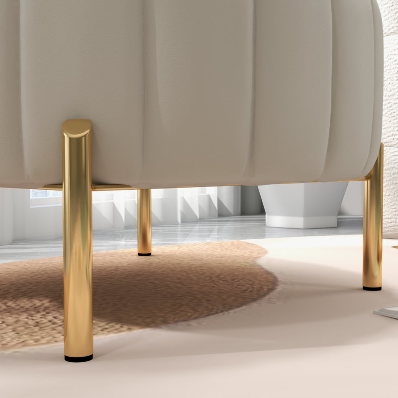 Accent Stool, Beige Velvet