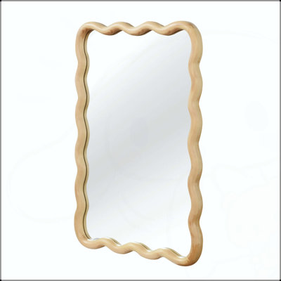 20"x30" Wavy Rectangle Solid Wood Frame Decorative Mirror