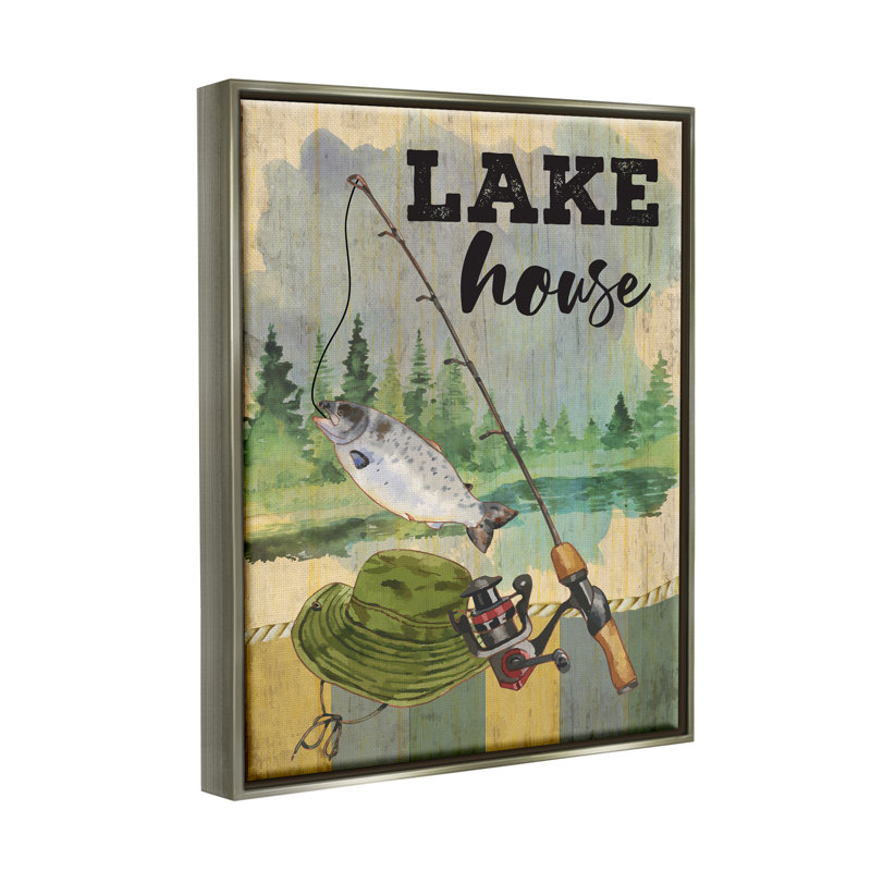 «Lake House Fishing Angler», impression, H 21 po x l 17 po x P 1,7 po, Cadre flottant gris lustré