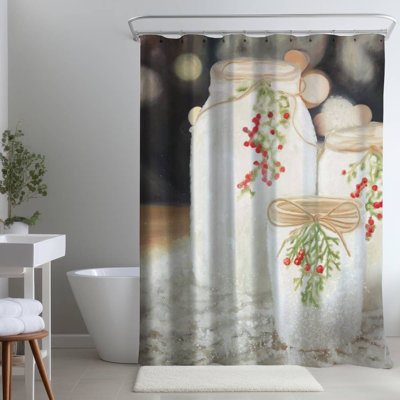 Shower Curtain HO10 – Polyester Shower Curtain, Dye Sublimation Print, 71" W × 74" L
