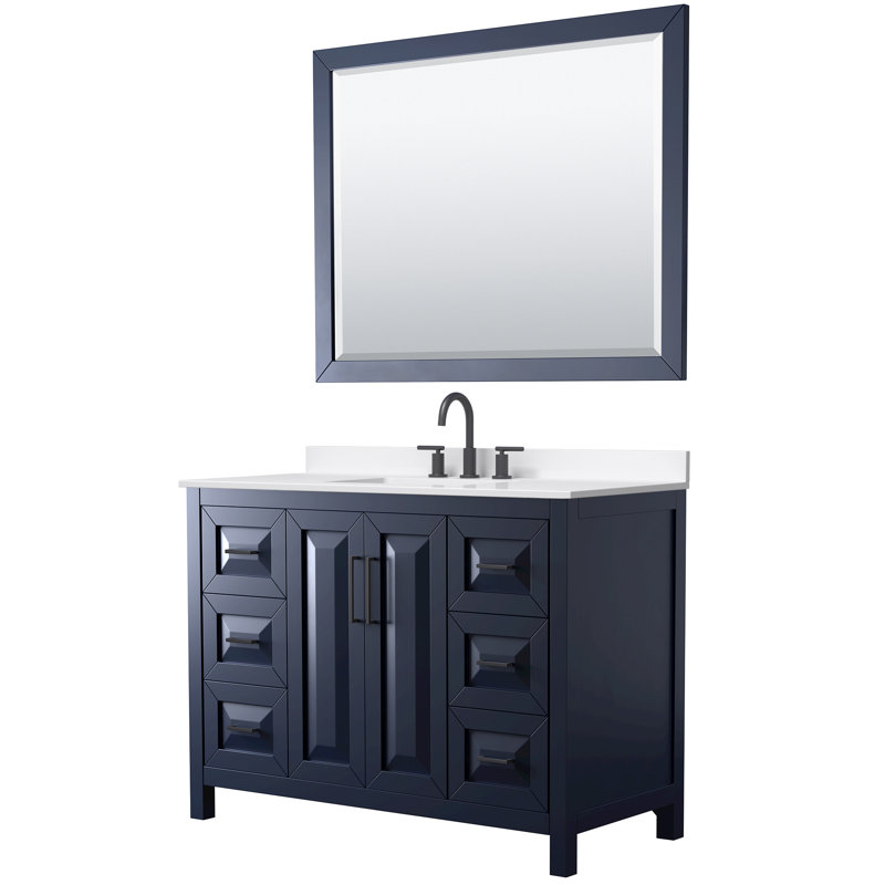 Daria 48'' W Vanity, Matte Black, Blue, Giotto Quartz