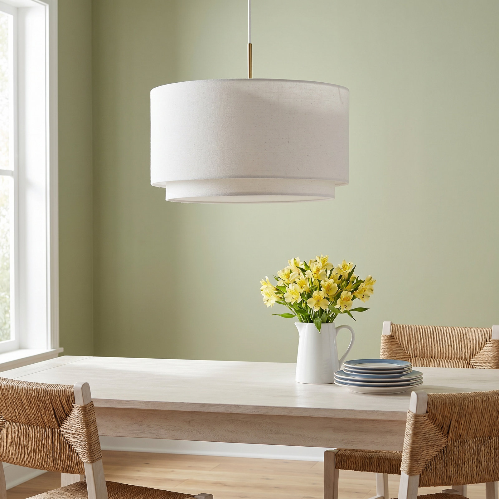 Finley Linen Drum Pendant