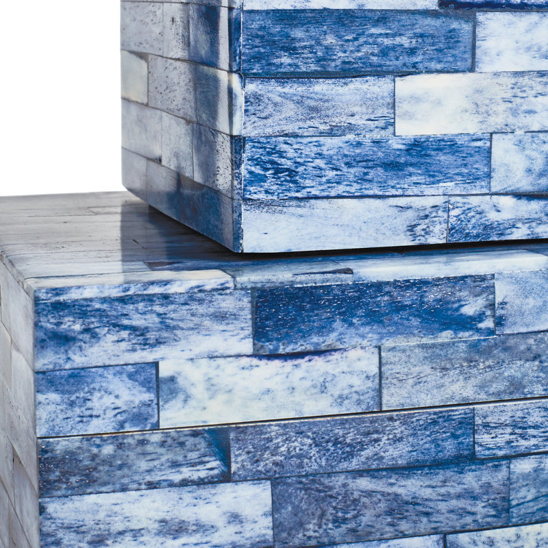 Ensemble de 3 boîtes décoratives Pecoraro, Bleu