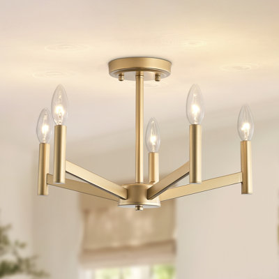 5-light Candle-style Semi Flush Mount Ceiling Light