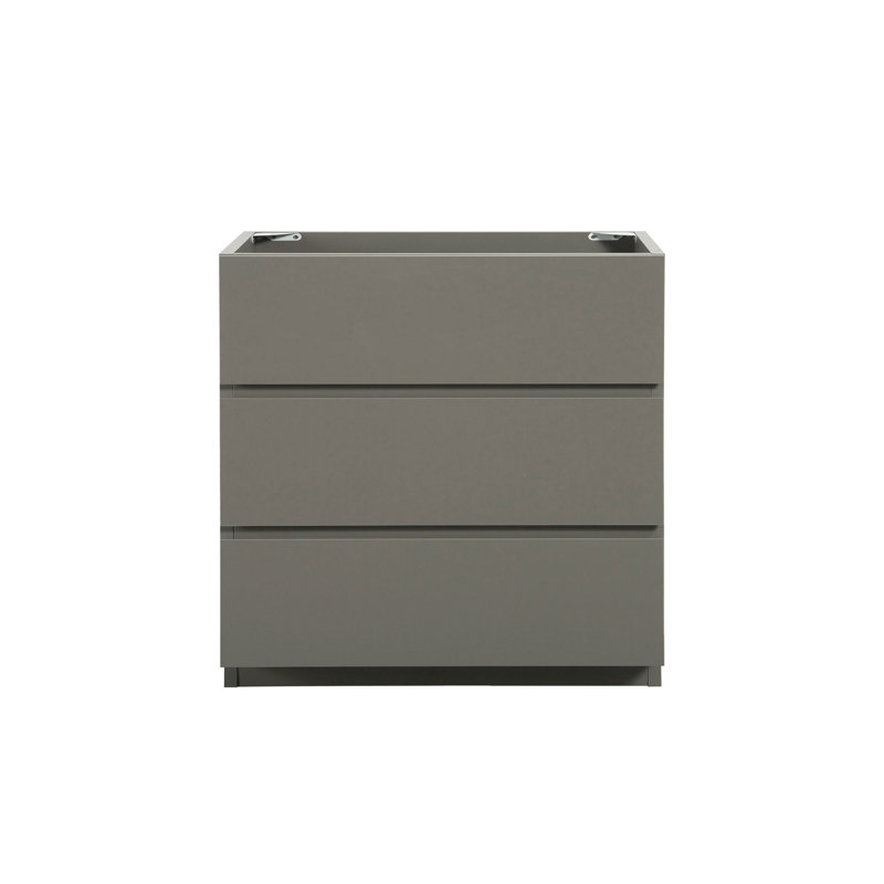Armoire de plancher SANS lavabo, couleur grise, avec trois tiroirs, pré-assemblée, 30"