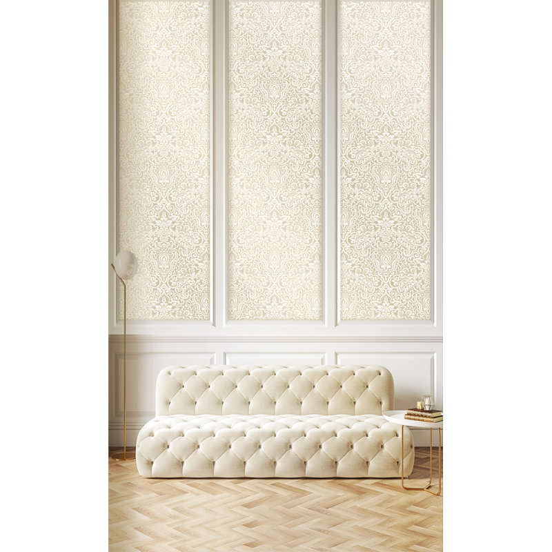 Elgin Paisley Damask Design Embossed Satin 10m x 53cm Wallpaper Roll, Grey