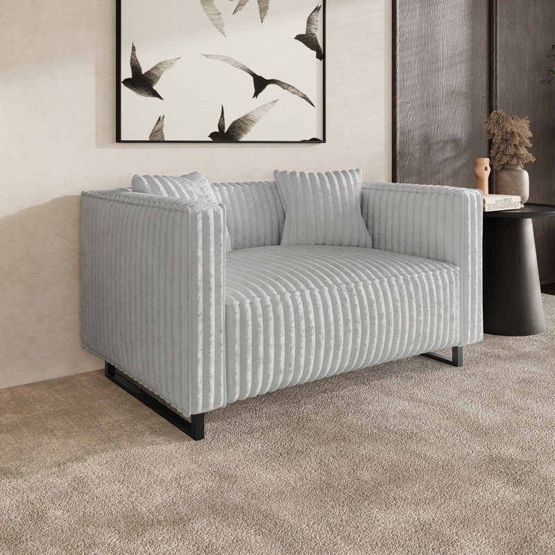 LOVESEAT EN VELOURS GRIS CLAIR, Gris clair