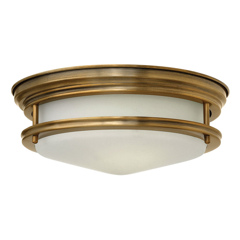 Hadley Two-Light Flush Mount Ceiling Light, Brushed Bronze, Incandescent, White