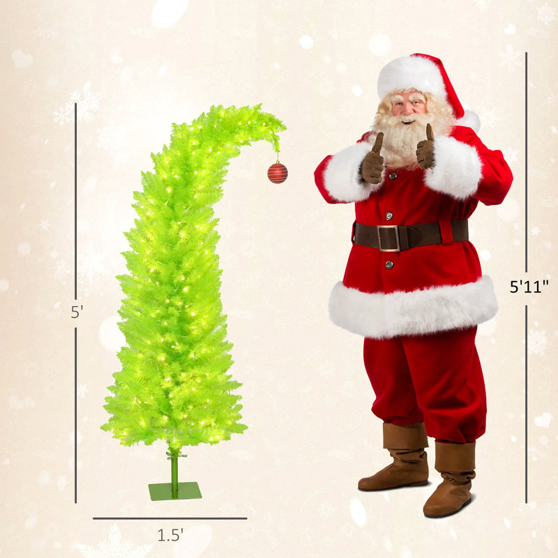 Arbre de Noël 5 pi avec boule rouge, base en métal, H 5 pi, Non pré-éclairé