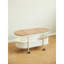 Table basse ovale avec structure en métal et plateau de rangement en verre - Blanc