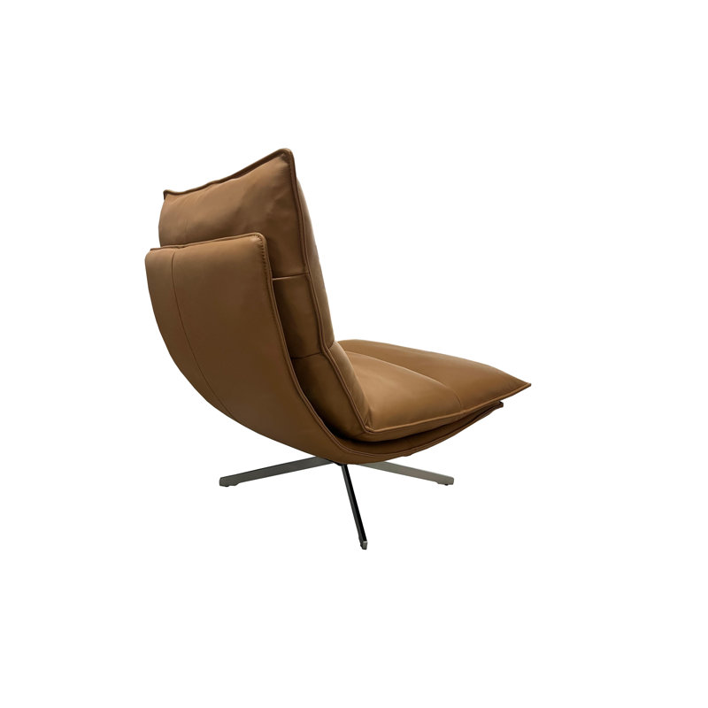Chaise d'appoint en cuir pleine fleur Alton , Cuir véritable orange