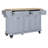 Shadae Kitchen Island with Rubber wood Countertop, Kitchen Cart on 5 Wheels with Storage Cabinet-1979581322