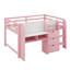 Lit mezzanine double pleine grandeur en bois massif avec bureau intégré, armoires de rangement et bibliothèque ouverte, tableau blanc pour enfants Graffiti-2053085576
