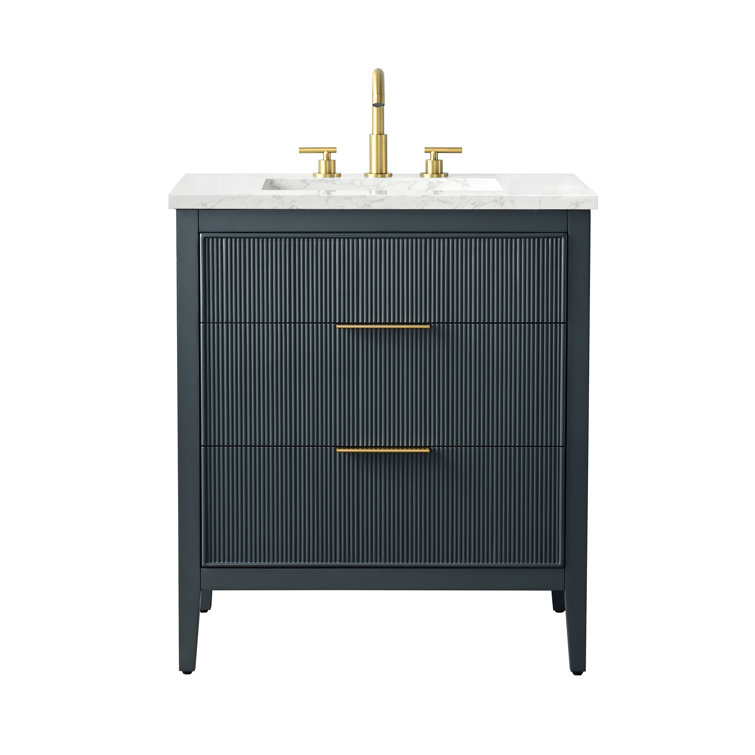 Bilroy Egremt 30'' Single Bathroom Vanity with Engineered Stone Top