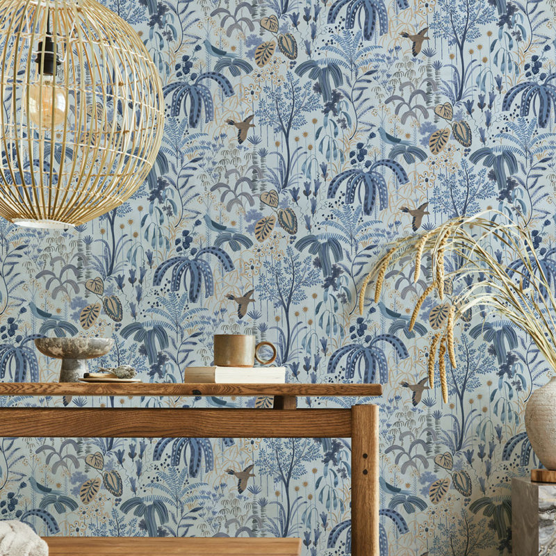 Papier peint adhésif Willow, Bleu