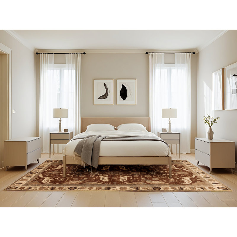 Tapis brun lavable à la machine, Rectangle de 5 pi x 8 pi