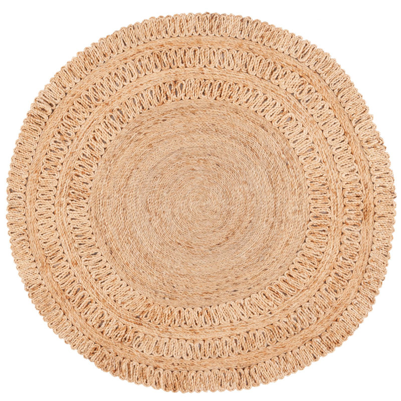 Natural Fiber 604 Hand Woven Jute Geometric Rug, Round 4'