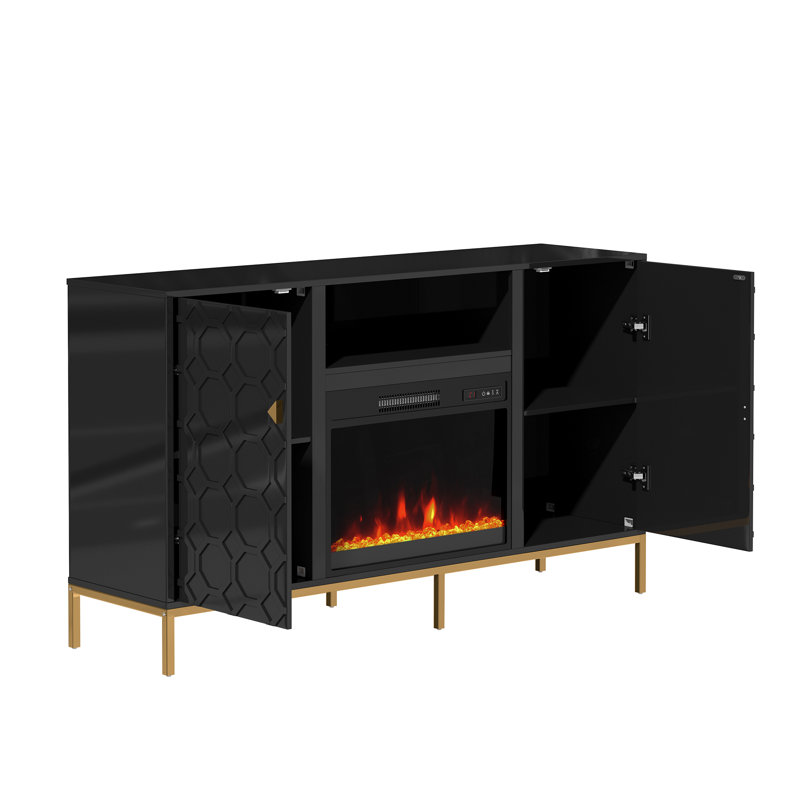 Crédence de rangement l 59,53 po, Noir, Yes