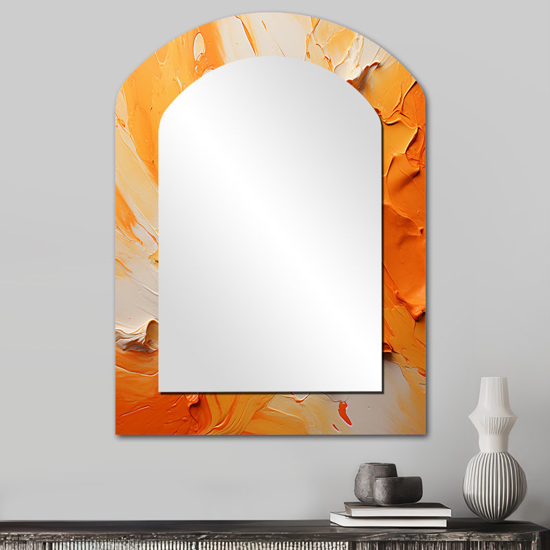 Tangerine Tango I - Miroir mural arqué moderne, 34 po x 25 po