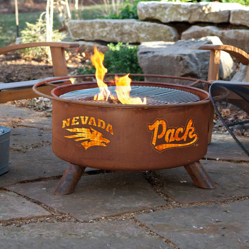 Collegiate Series 16" H x 30" W Steel Outdoor Fire Pit with Lid, Nevada