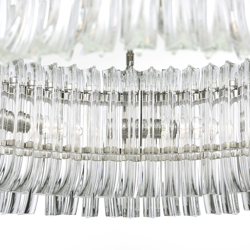 AERIN Rhine 36" Ring Chandelier with Crystal, Polished Nickel