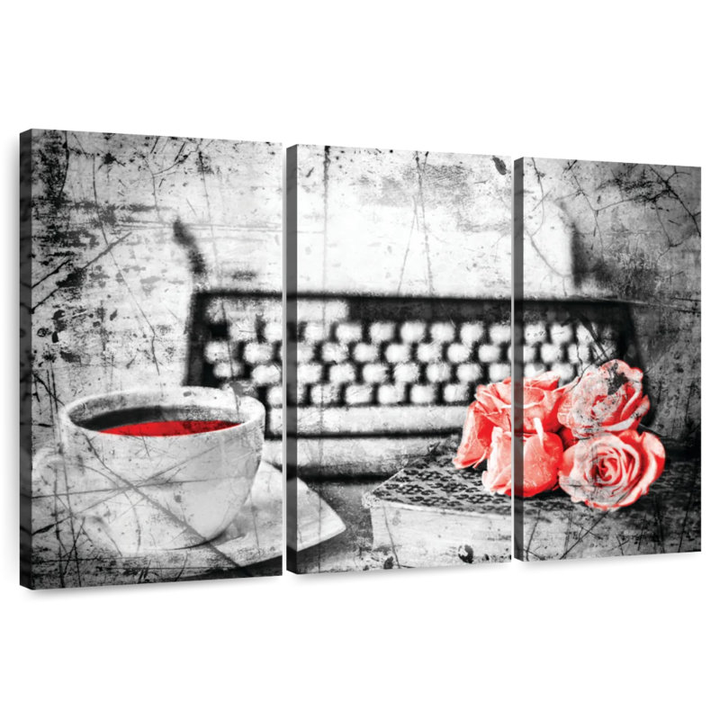 Harnek machine à écrire thé et roses Pop, H 24 po x l 38 po
