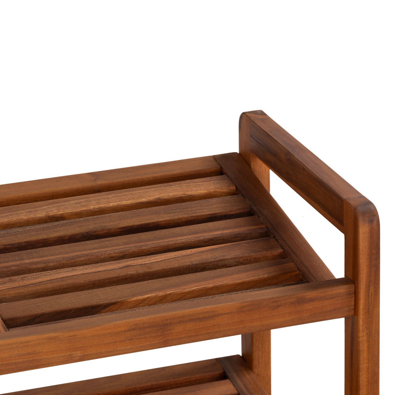 Bare Decor Vira Shoe Rack Shelf in Solid Teak Wood, 3 Shelf