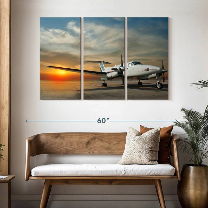 Mehar Parked Propeller Airplane, 32" H x 50" W