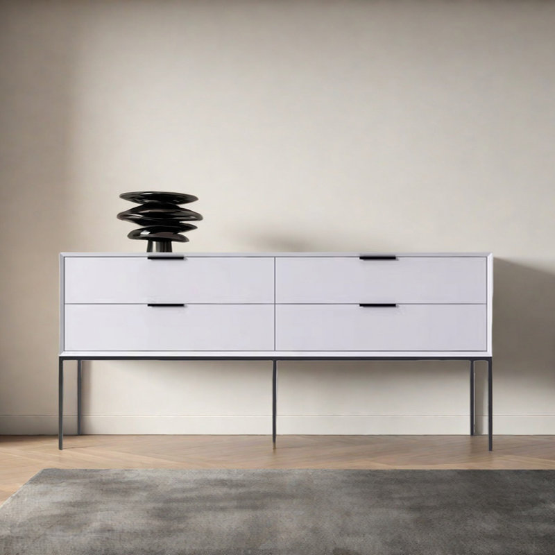 Modern Minimalist Practical Console Table, White, 31.5" H x 70.87" W x 15.75" D