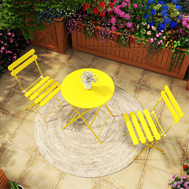 Ensemble de table bistro et chaises bistro, ensemble bistro de patio pliant 3 pièces pour intérieur, balcon, cour, jardin