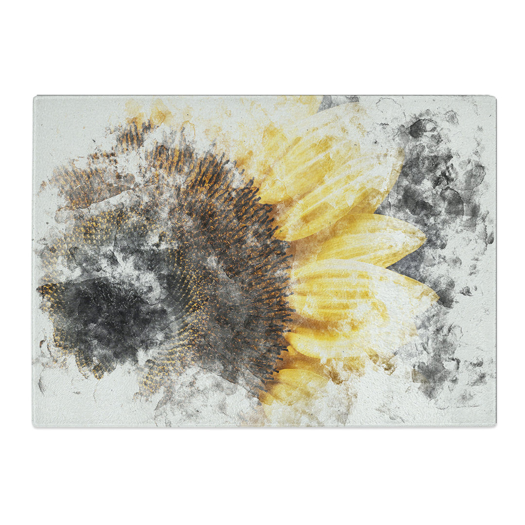 Tempered Glass Sunflower Rising Watercolour Chopping Board