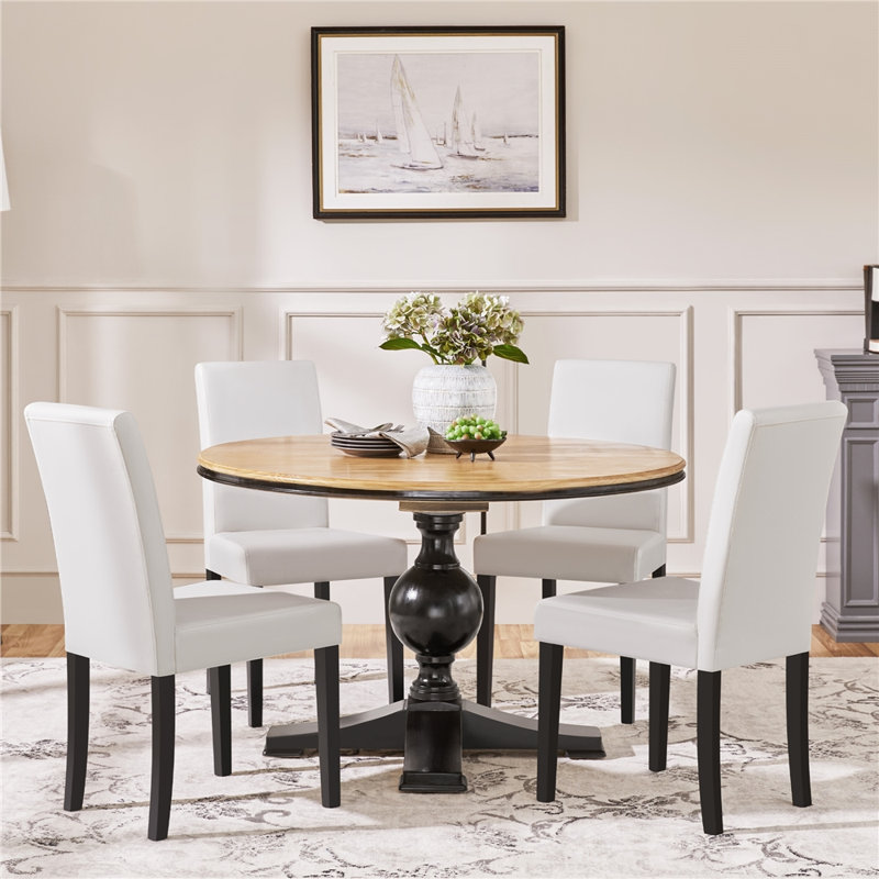 Espiye 18.7'' H Faux Leather Upholstered Parsons Chair, White