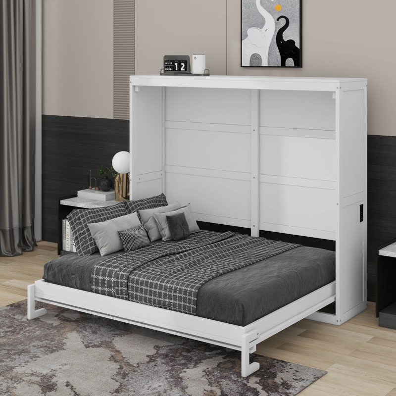 Murphy Bed Wall Bed, White, Full