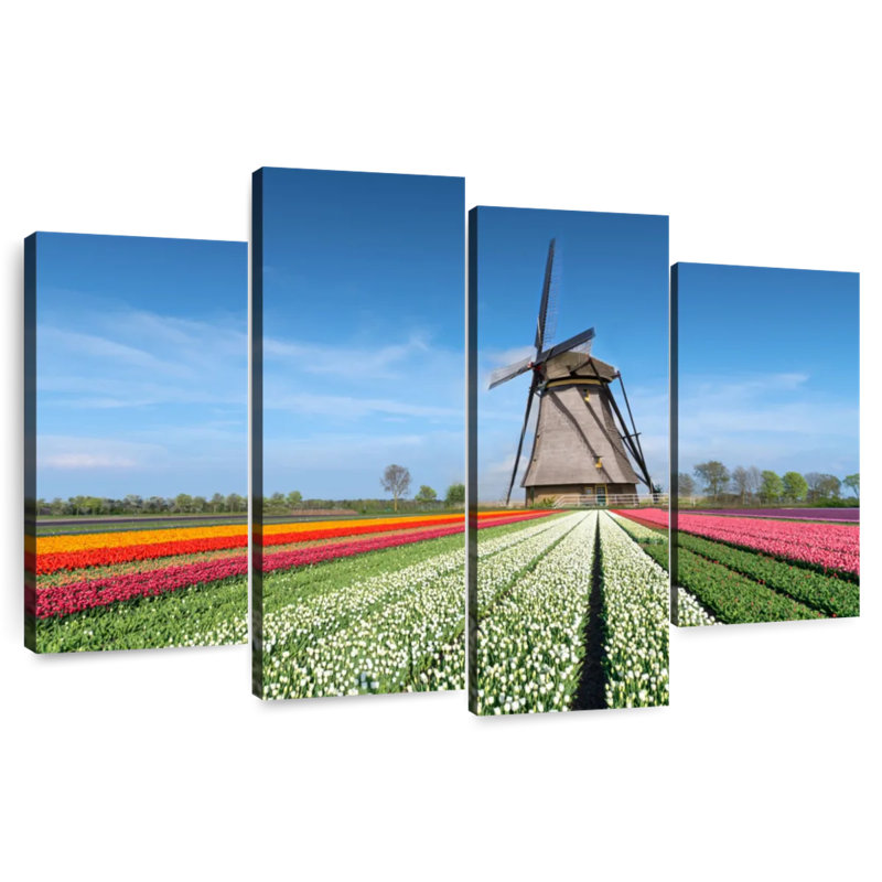 Alvord Windmill And Tulips, 22" H x 36" W