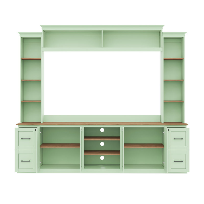 41 meuble audio-vidéo, meuble télé Mint avec tablettes réglables en noyer, console rétro élégante, tiroirs et unité de gestion des câbles pour le salon, le support, les charnières de meubles de précision média