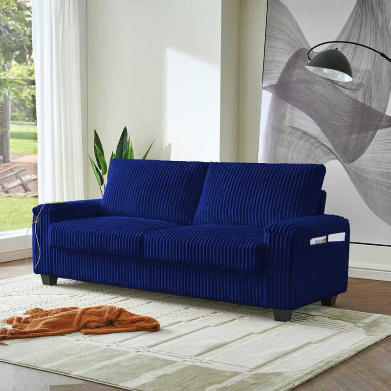 Canapé 82 po Corduroy, Bleu