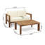 Mobilier en bois: table basse avec coussins confortables, brun beige et doux, rembourrage, conception à dossier ouvert