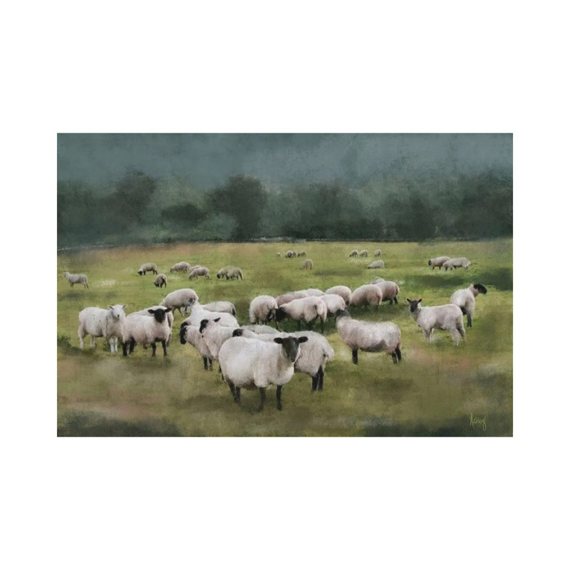 Moody Sheepscape, 8" H x 12" W x 0.75" D, Wrapped Canvas, No Mat