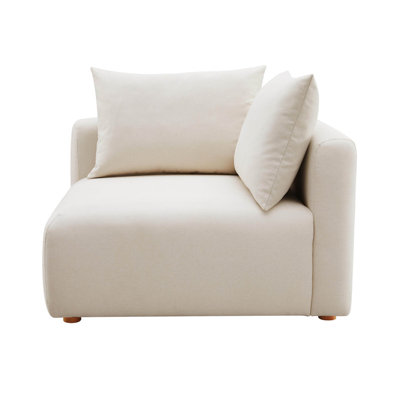 Cream Linen Modular Corner Armchair with Cushions