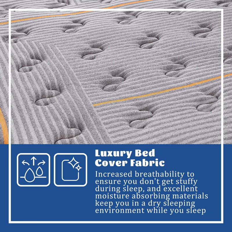 12 Inch Hybrid Mattress - Medium Firm, Memory Foam & Pocketed Coils for Motion Isolation & Pressure Relief, CertiPUR-US Foam, Fiberglass-Free, Mattress in a Box