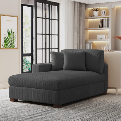 Chaise longue moderne rembourrée avec deux coussins et pieds en bois massif l 42,2 po Yalisa