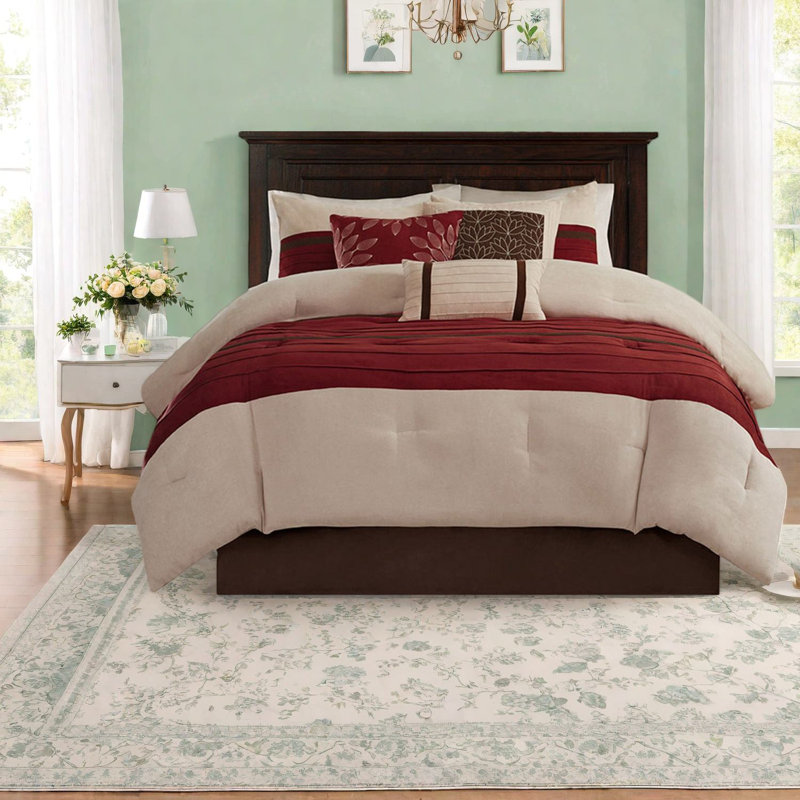 Luxurious 7 Pc Bedding Sets, Faux Suede Polyester, Transitional Style For Bedroom Comfort