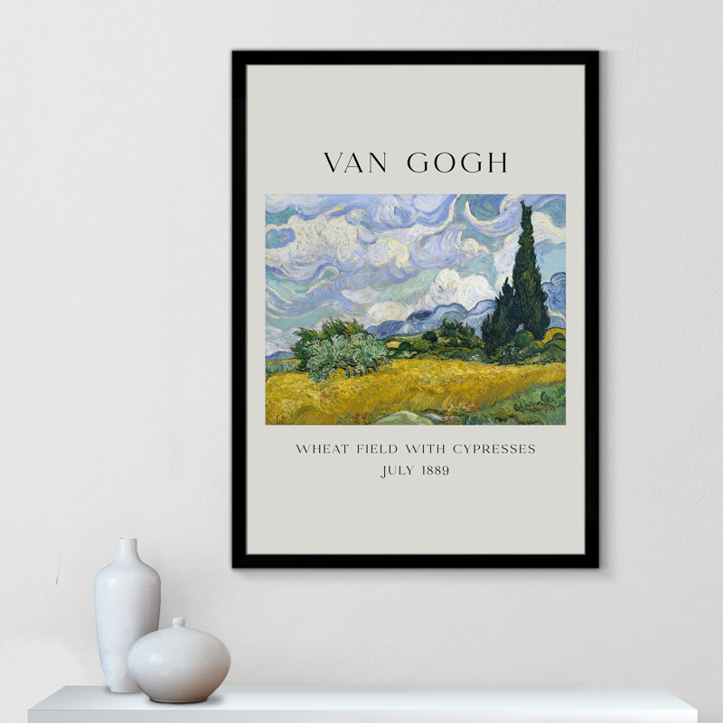 Collection «Old Fields with Cypresses» par Vincent Van Gogh, Cadre photo noir simple, Non, H 55 po x l 39 po x P 1,25 po