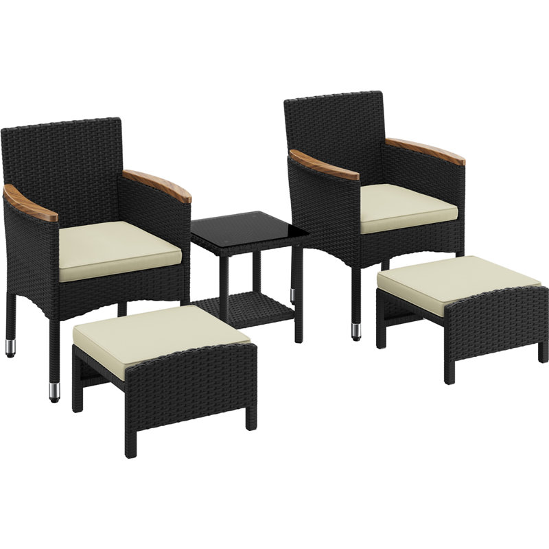 Ensemble de meubles de patio pour 2 personnes avec repose-pieds et table basse