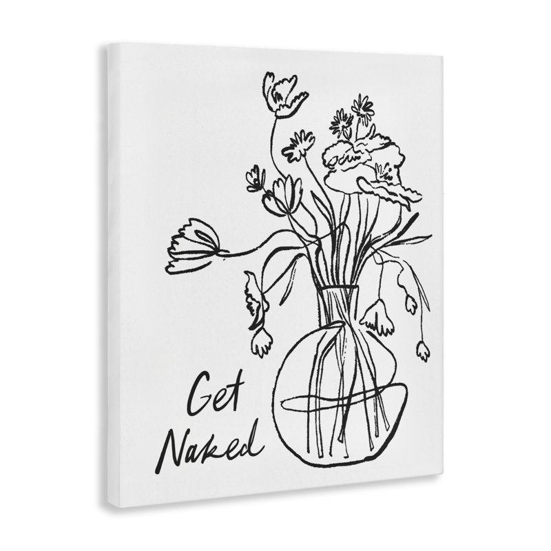 Toile à motif de fleurs «Get N dénudé», design par Lettré et doublé, H 48 po x l 36 po